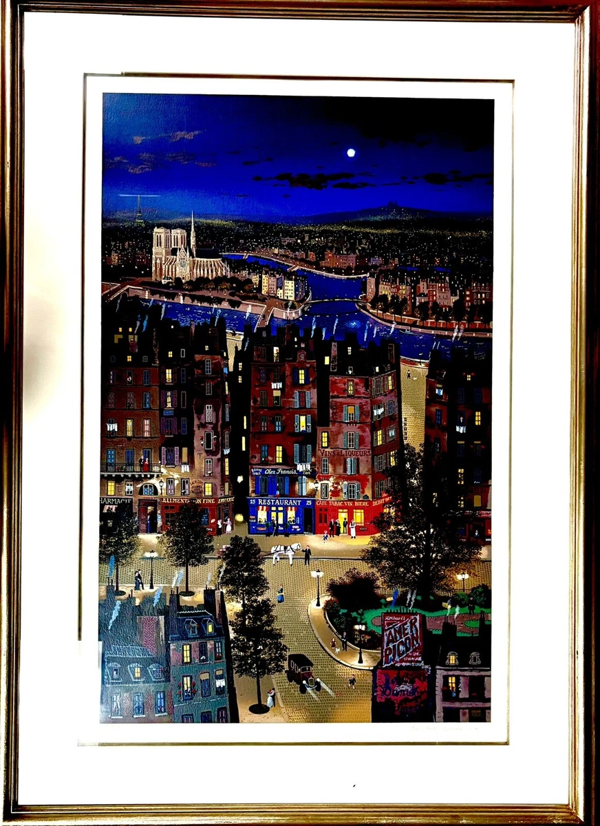 Michel Delacroix "Moulin Rouge" Original Stone Signed Lithograph - 1984, Unframed, 24x20 Inches