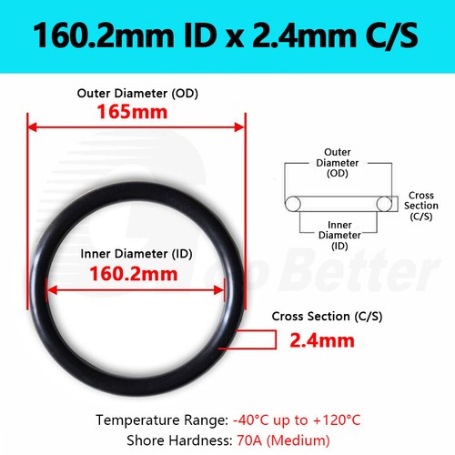 2.4mm Cross Section NBR 70 O-Rings Nitrile Rubber 1-195mm ID Oil Resistant Seals - Picture 102 of 107
