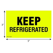 5" x 3" KEEP REFRIGERATED Inventory Stickers, Shipping Labels - 1500pc (3 Rolls)