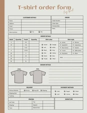 t-shirt order form log book: Custom T-Shirt Order Receipt Book For Small Busines