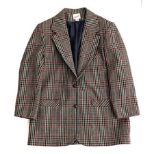 Vintage 80s Womens Medium Wool Houndstooth Plaid Menswear Blazer Jacket USA