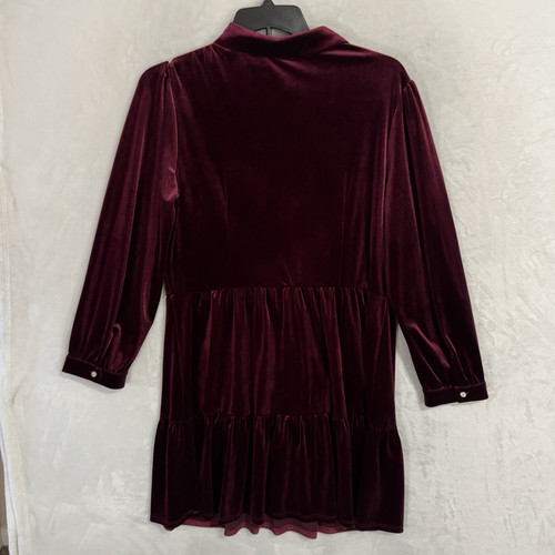 Jude Connally Henley Velvet Mini Dress Size XL Garnet Maroon Boho Gypsy Witch - Picture 14 of 16