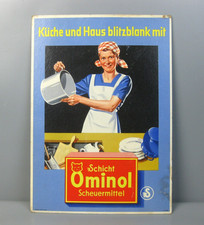 altes Werbeschild Ominol Schicht Scheuermittel Pappschild wohl 1950er Jahre
