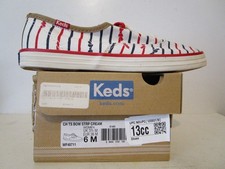 Zapatilla deportiva Keds Champion WF49711 Taylor Swift con lazo a rayas para mujer de moda crema talla 6