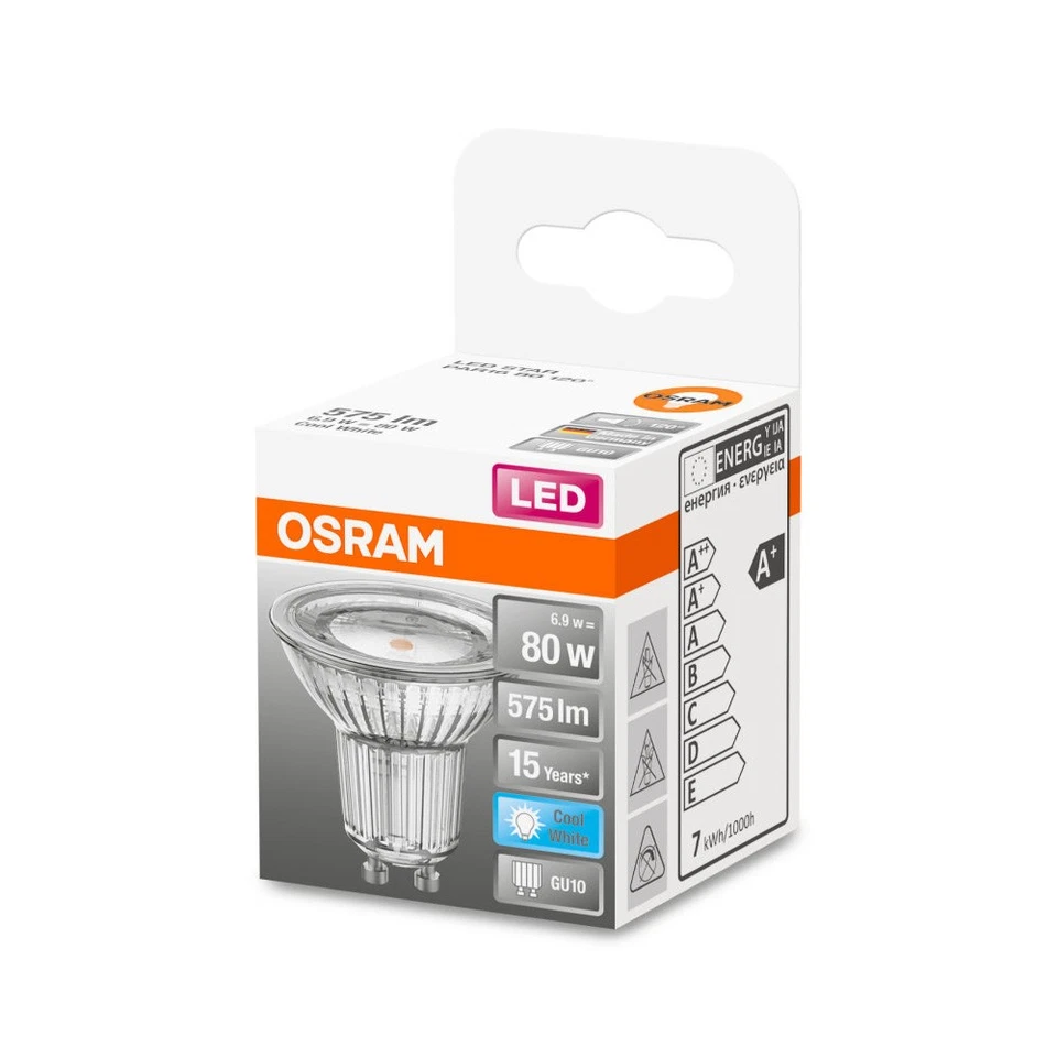 Osram LED PAR16 Glas Reflektor 6,9W = 80W GU10 Neutralweiß 4000K Maxi flood 120° - Bild 3 von 3