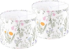 Set of 2 Large Drum Lampshades Floral Printed Lamp Shades - 16" x 16" x 12" -...