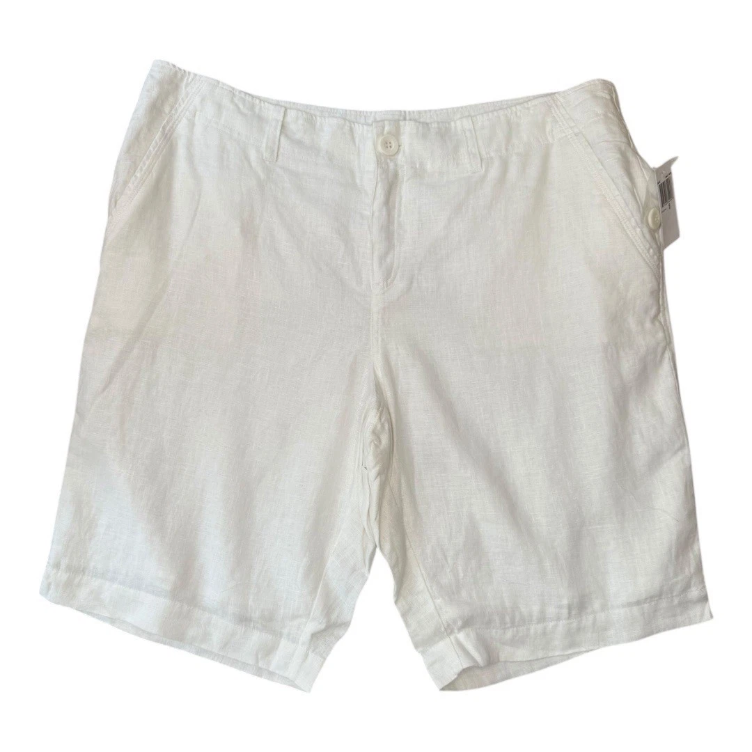 Neiman Marcus White Linen Blend Shorts Women's Size 12 Casual Summer Beach NWT
