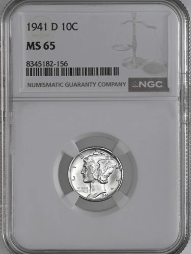 1941-D  10C  MERCURY SILVER DIME  "DENVER"  NGC MS65 #8345182-156