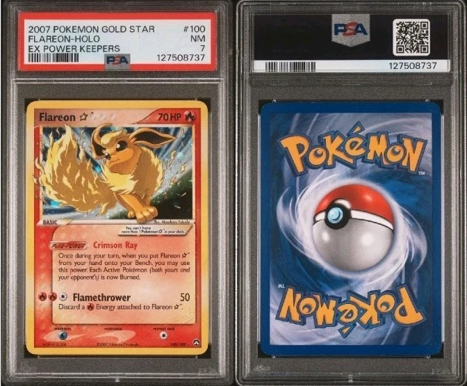 2007 POKEMON EX POWER KEEPERS GOLD STAR #100 FLAREON-HOLO PSA 7 - Image 3 of 3