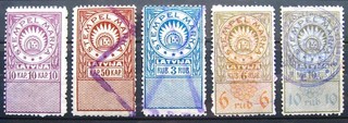 Letonia sellos antiguos de ingresos 1920 edición 3 en su mayoría usados