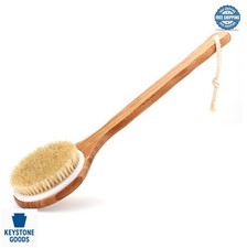 Bamboo Body Brush Natural Boar Bristle Long Handle Exfoliating Wet Dry Shower