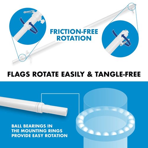 Combo Pack: 5 Ft Tangle Free Aluminum Spinning Flagpole (White) & North - Picture 9 of 9