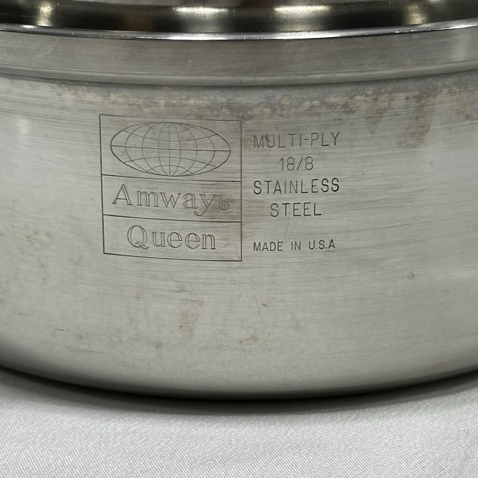 Utensilios de cocina Amway Queen sartén de 2 cuartos de galón de acero inoxidable olla de 18/8 capas con tapa EE. UU. Leer Foto 2 de 4