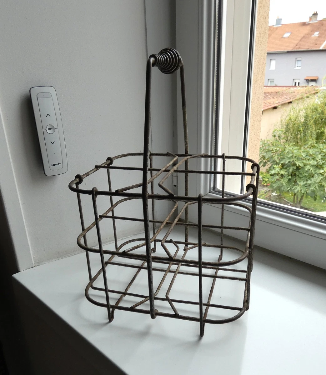 Porte-bouteilles Ancien En Fer – Caddie Vintage – Décoration 4 Bouteilles – Industriel