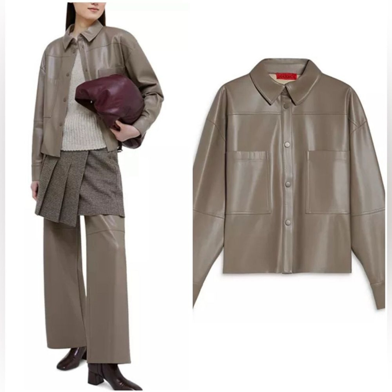 RRP US$260 Max & Co Sand jersey shirt jacket marmot SAND NWT M