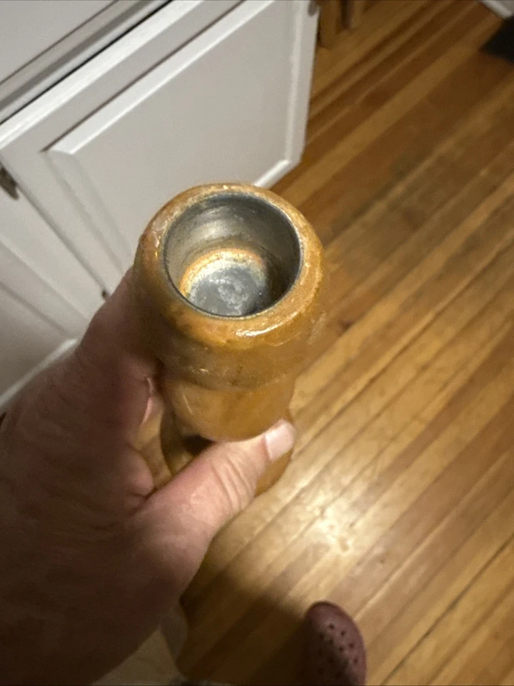 JUEGO DE 2 CANDELABROS PILAR MADERA FRUTA TORNEADOS GRANERO CERÁMICA Foto 4 de 4