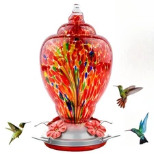 WOSIBO Hummingbird Feeder for Outdoors Patio Large 32 Ounces Colorful Hand Bl...