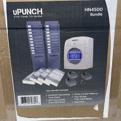 Calculating uPunch Time Clock Bundle w/ 200 Cards 3 Ribbons HN4500 *FAST SHIP*