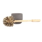 Birch Wood Toilet Brush and Soft Concrete Cup in Dark Grey