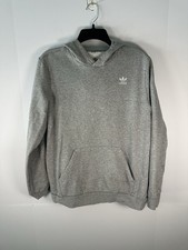 NEW Men Adidas Originals ESSENTIALS TREFOIL HOODIE Grey Prime green Medium