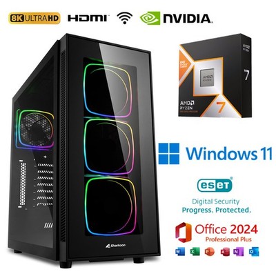 Gaming PC AMD Ryzen 7 9800X3D RTX 5050-5080 500GB-4TB SSD 16GB-128GB RAM Win 11