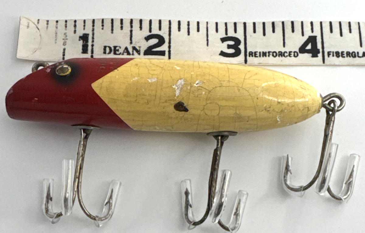Vintage South Bend Bass Oreno Fishing Lure Gold Eyes Rare Old Red