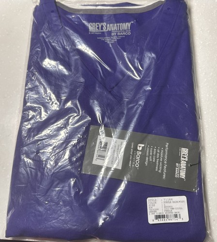BARCO Grey's Anatomy Scrubs - Aubrey Scrub Top for Women V-Neck Purple Rain Sz L - Picture 4 of 6