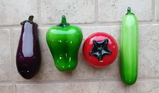Vintage Handblown Art Glass "Murano Style" Vegtables Set of 4 Full SIze