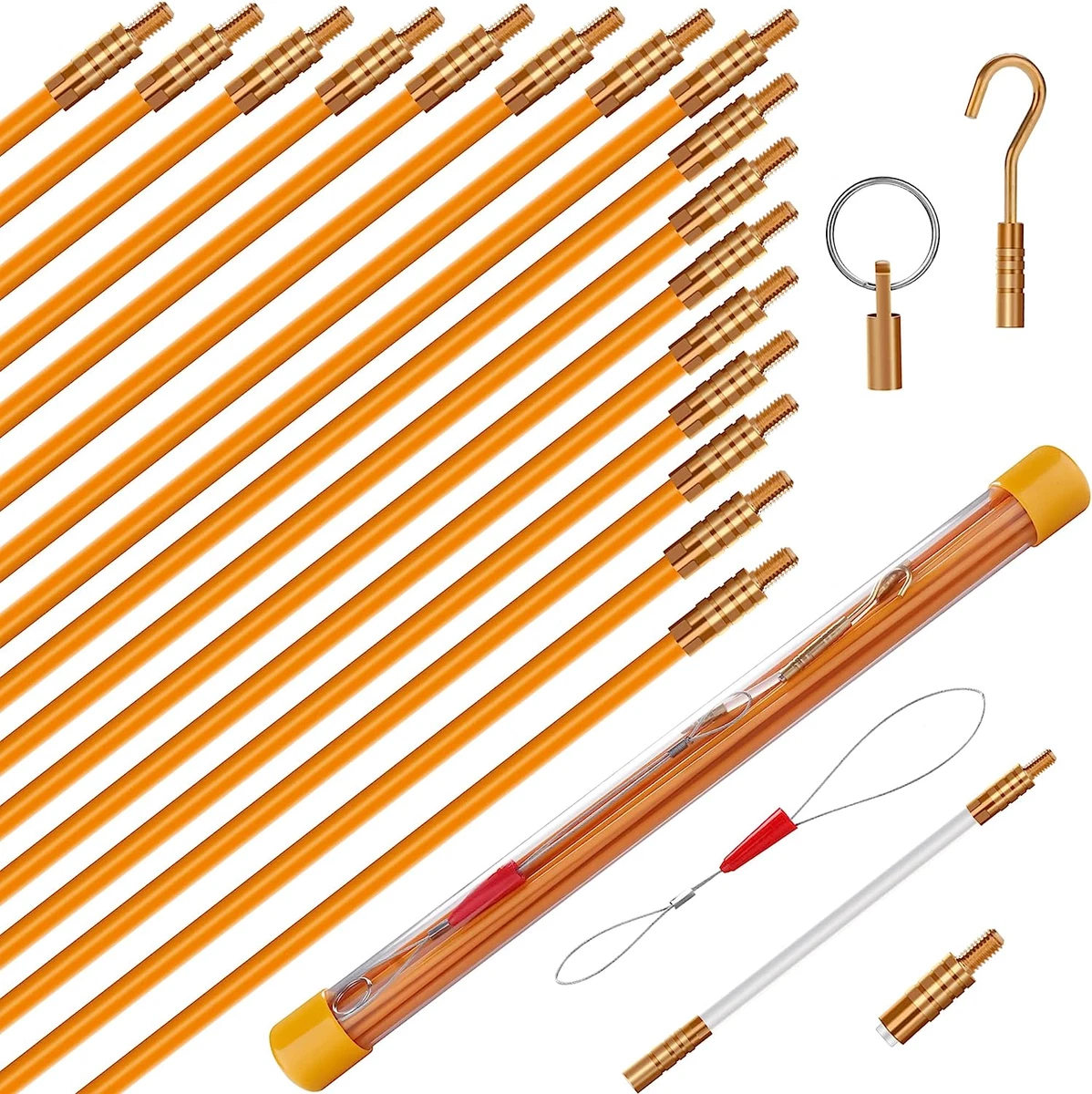Wire Running Kit 22FT Fiberglass Cable Snake Rods for Easy Wire