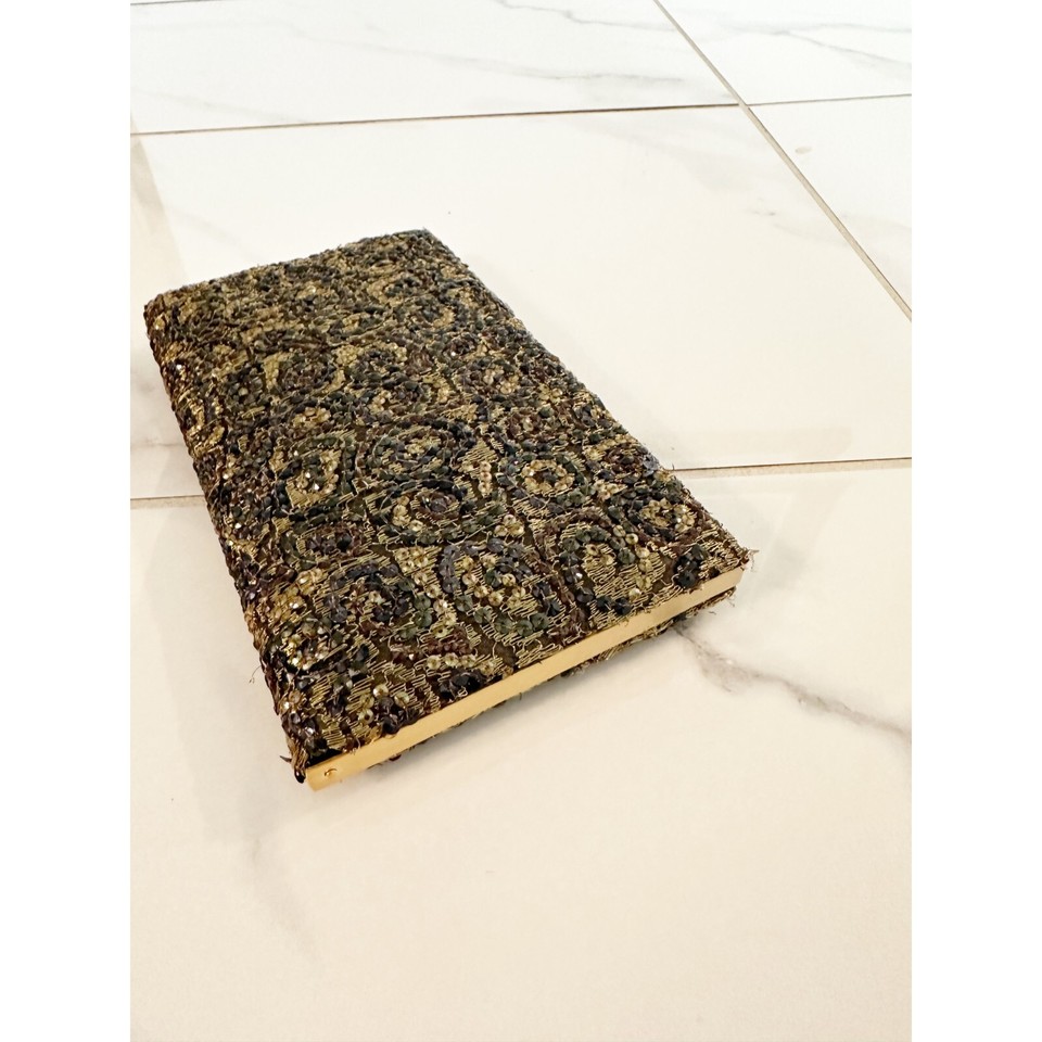 MOO ROO SequinEmbellished Green Gold Clutch eBay