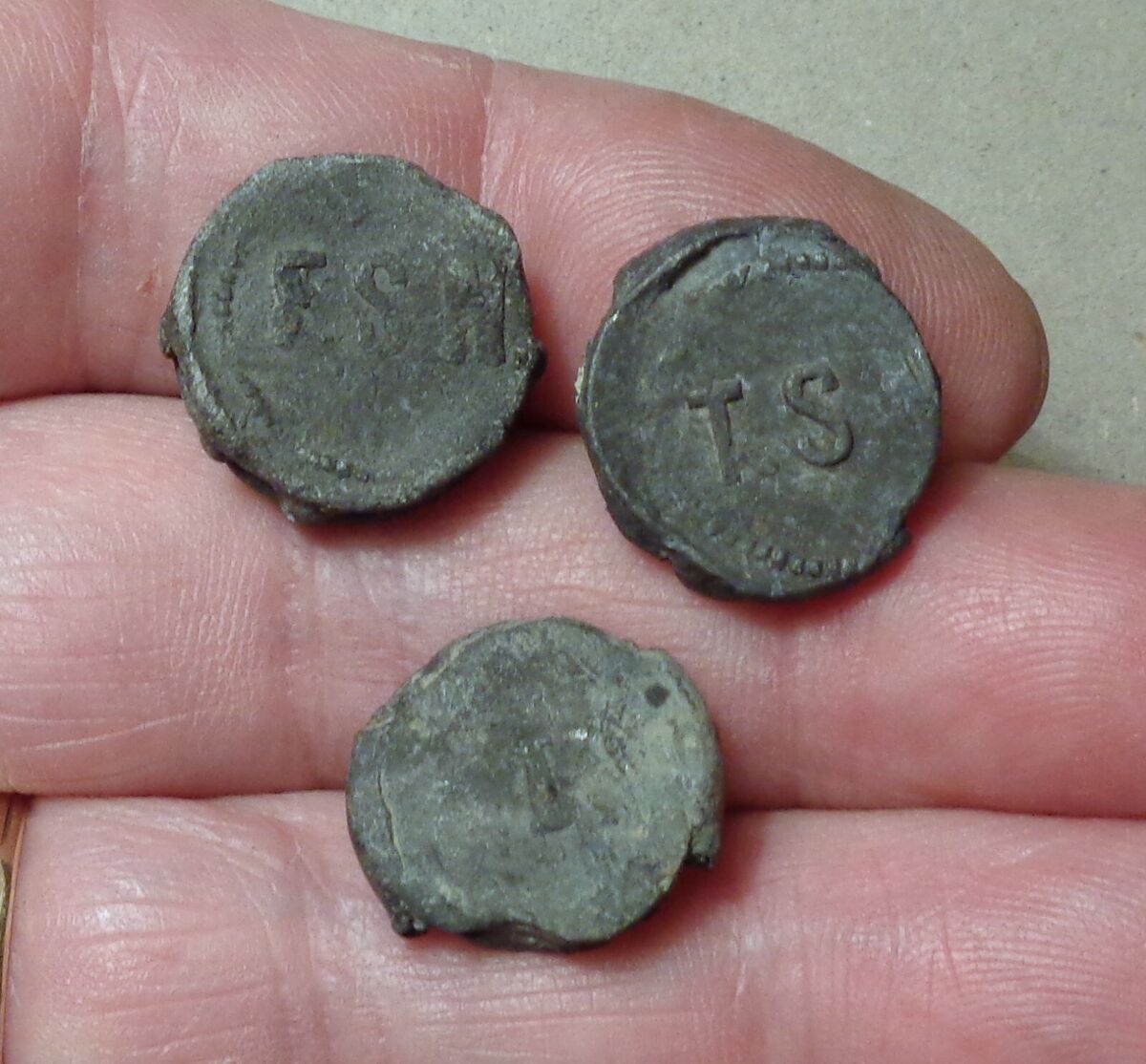 Lot of 3 Lead Sack Seals, Bag Seals, Railroad Seals 1800s Lot of 3 Lead Sack Seals, Bag Seals, Railroad Seals 1800s