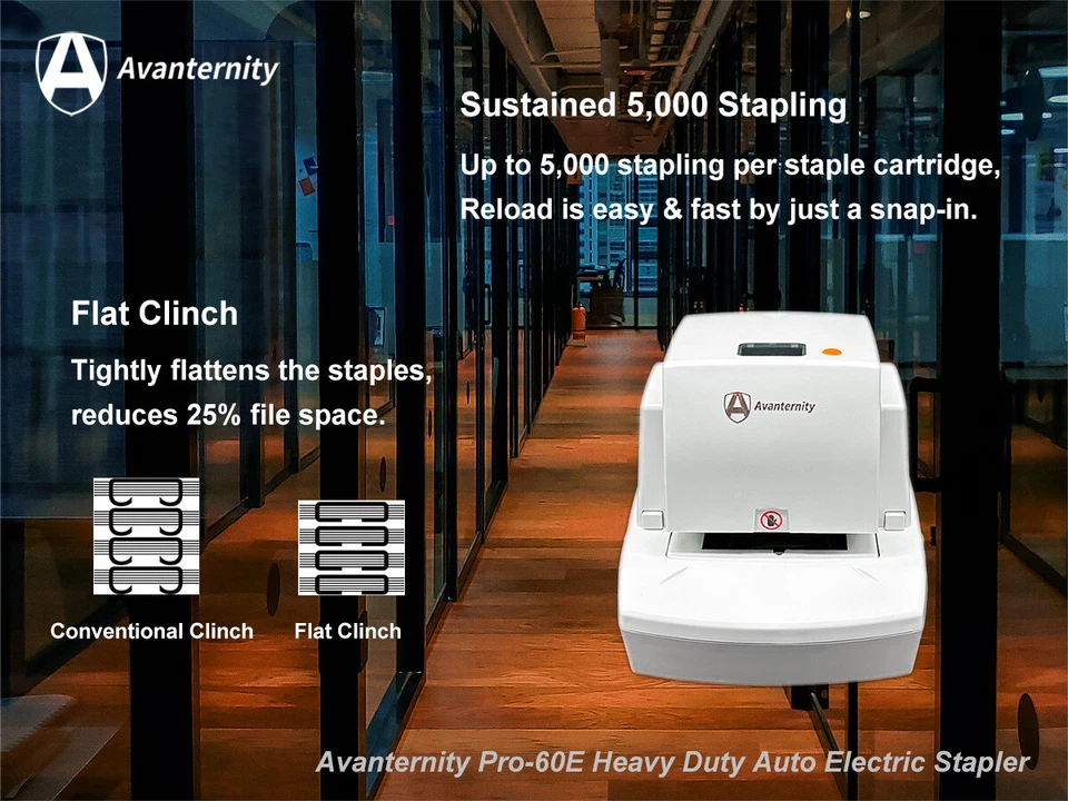 Avanternity Pro-60E Heavy Duty Auto Electric Stapler, 60 Sheet Capacity, Desktop - Image 3 of 4