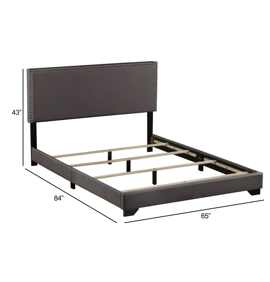 Willow Nailhead Trim Upholstered Full Bed, Charcoal - Image 4 of 4