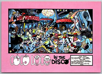 Coco Loco in the Disco Risque La Costa Brava Spain Party Dancing 4x6 postcard