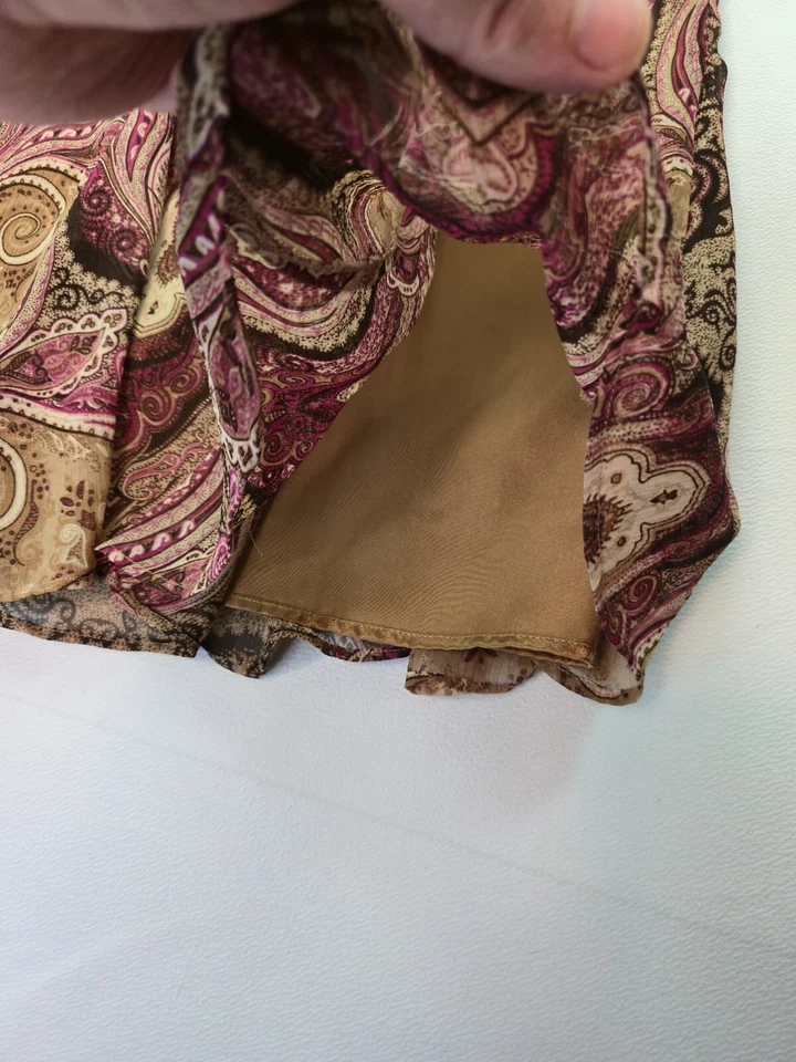 Falda Nicole by Nicole Miller Marrón Paisley Línea A Talla 6 Boho Clase Otoño Retro Foto 4 de 4