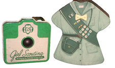 2018 2019 COLLECTIBLE Girl Scout Uniform Camera Cookie Tin Set-SPECIAL EDITION