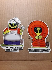 RARE 1999 Brand Imports Vintage South Mars Alien South Park Stickers Kenny, Chef