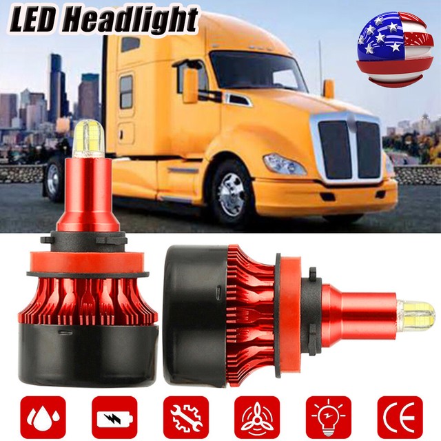 2PC H11 8Sides LED Headlight Low Beam Light System White For Kenworth