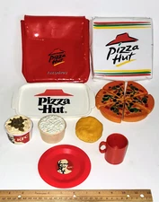 Pretend Play Food Pizza Hut Restaurant Delivery Playset Tray Cup Roll Coleslaw