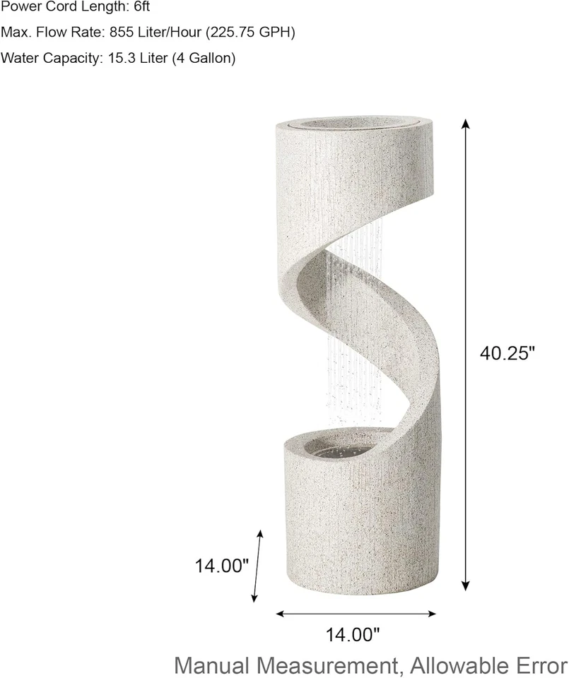 Fuente de Agua Exterior Decorativa en Niveles con Luz LED Cascada Curvada Vintage Foto 2 de 4