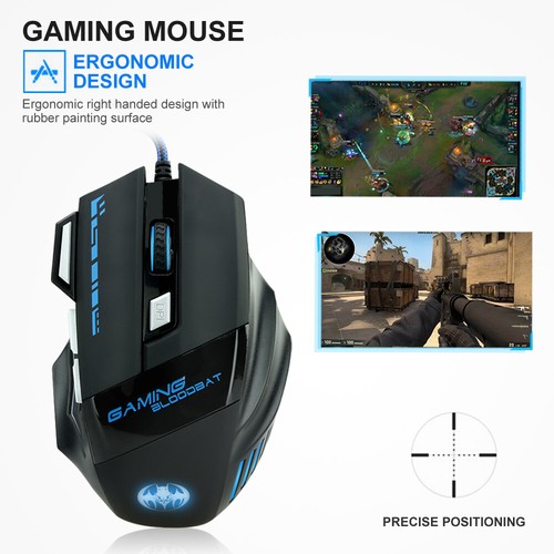 LED Wired / Wireless Rechargeable USB Optical Ergonomic Gaming Mouse Laptop PC - Picture 3 of 16