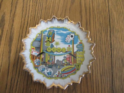 OLD RENO NEVADA CASINO 6 INCH PLATE DICE CARDS SLOT MACHINE ROULETTE