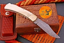 CUSTOM HANDMADE FORGED DAMASCUS STEEL BLADE FOLDING CAMPING POCKET KNIFE 1287