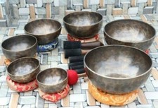4 to 8 inches Full moon singing bowl set, handmade in Nepal, home living, yoga