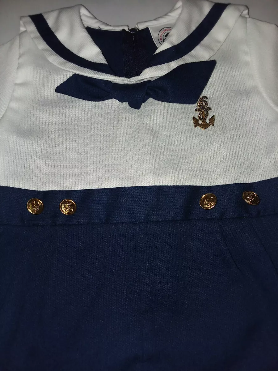 Vintage GoodLad Of Philadelphia Navy Blue White Sailor Suit Romper 24 Month USA