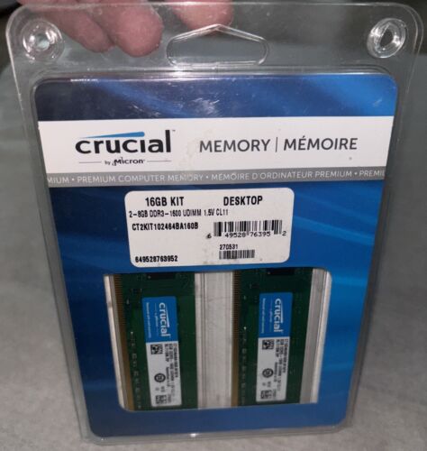Crucial 16GB 2x 8GB Desktop DDR3L 1600 MHz DIMM Memory RAM 16G 1.5V CL11