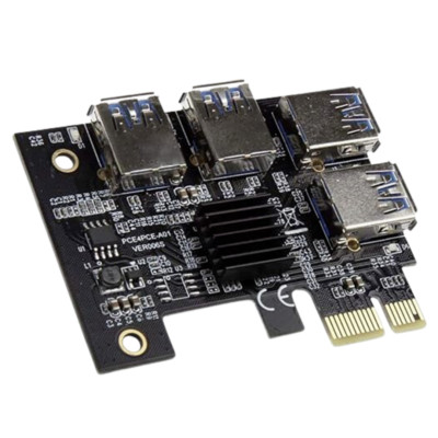 1 to 4 PCIe USB Express Port Adapter 16x Slots Riser Card Multiplier PCE4PCE-A01