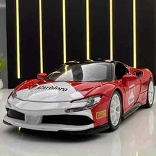 1:32 Ferrari SF90 sports car Diecast Metal Alloy Model Car Sound Light Pull Back
