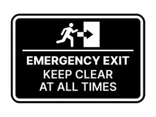 Classic Framed Emergency Exit: Keep Clear at All Times Wall or Door Sign