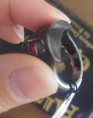 Alchemy Of England Bastet Goddess Ring – Pewter Cat Head With Red Swarovski Crystals, Egyptian Mythology Jewelry